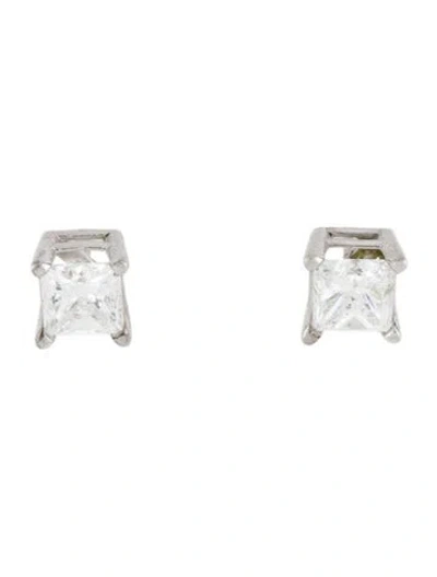 Pre-owned Earrings 14k Diamond Solitaire Studs In Multi