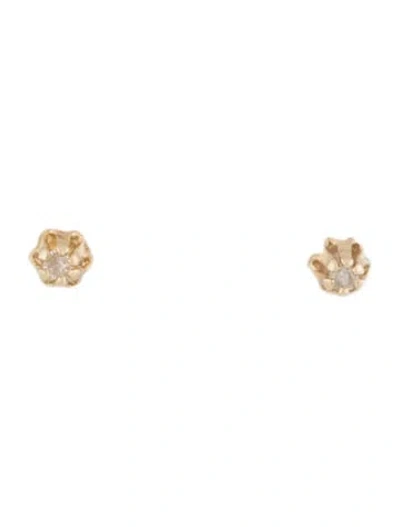 Pre-owned Earrings 14k Diamond Solitaire Studs In Multi
