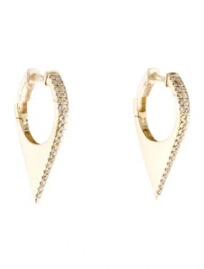 Pre-owned Earrings 14k Diamond Spike Hoop  In Multi