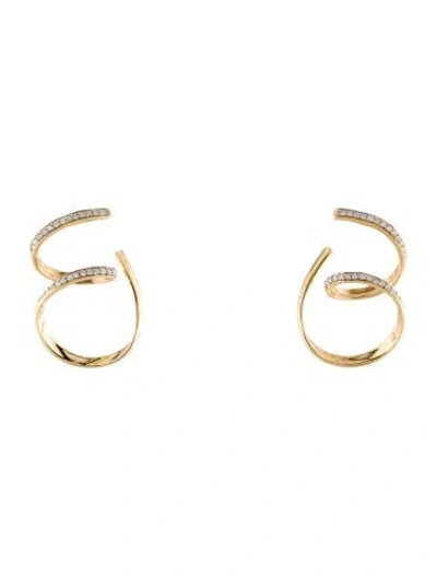 Pre-owned Earrings 14k Diamond Spiral Drop  In Multi