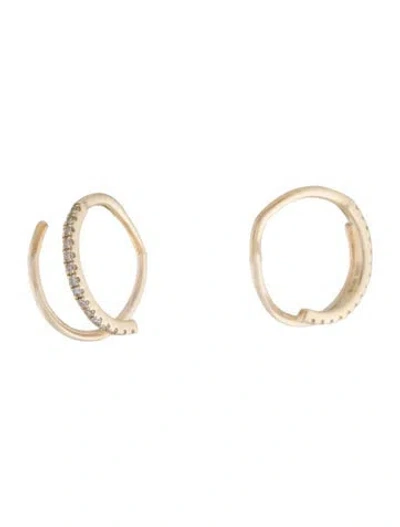 Pre-owned Earrings 14k Diamond Spiral Hoop  In Multi