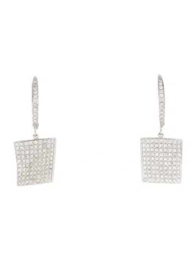 Pre-owned Earrings 14k Diamond Square Cluster  In Multi
