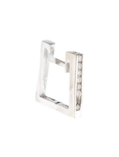 Pre-owned Earrings 14k Diamond Square Single Hoop Earring In Multi
