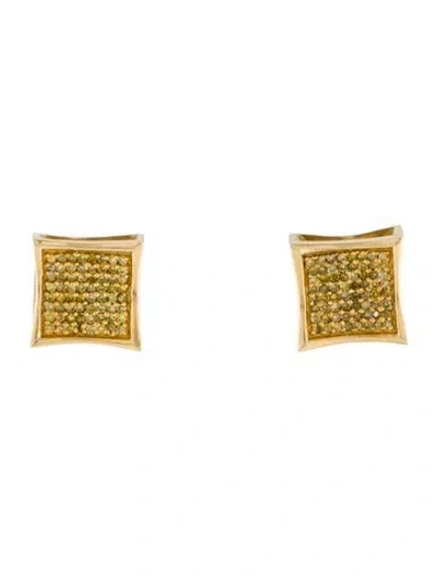 Pre-owned Earrings 14k Diamond Square Stud  In Multi