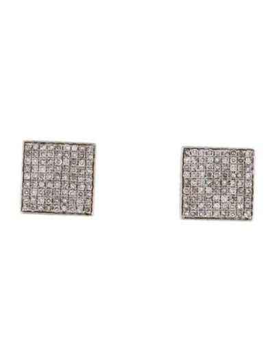 Pre-owned Earrings 14k Diamond Square Stud  In Multi