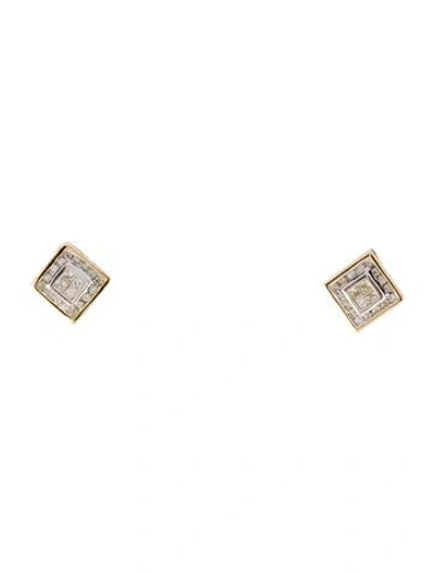 Pre-owned Earrings 14k Diamond Square Stud  In Multi