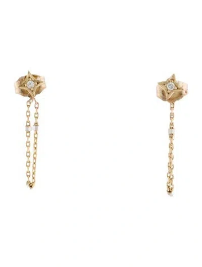 Pre-owned Earrings 14k Diamond Star Chain  In Multi