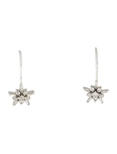 Pre-owned Earrings 14k Diamond Star Drop  In Multi