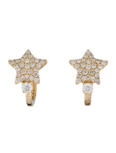 Pre-owned Earrings 14k Diamond Star Huggie  In Multi