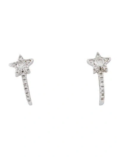 Pre-owned Earrings 14k Diamond Star Huggie  In Multi