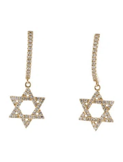 Pre-owned Earrings 14k Diamond Star Of David Drop  In Multi