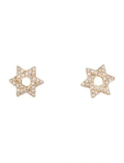 Pre-owned Earrings 14k Diamond Star Of David Stud  In Multi
