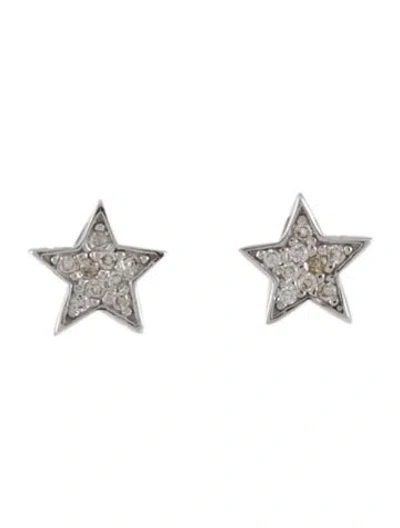Pre-owned Earrings 14k Diamond Star Stud  In Multi