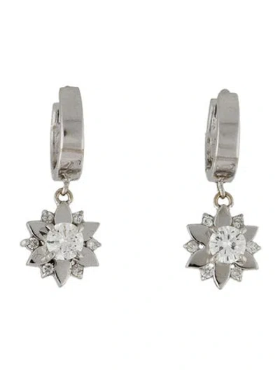 Pre-owned Earrings 14k Diamond Starburst Drop  In Multi