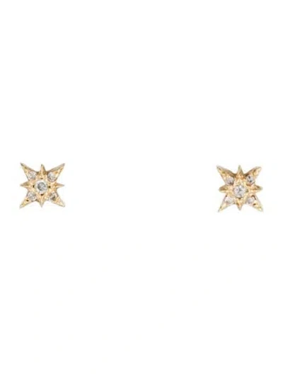 Pre-owned Earrings 14k Diamond Starburst Stud  In Multi