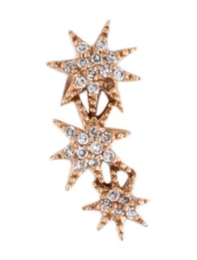 Pre-owned Earrings 14k Diamond Stars Single Stud Earring In Multi