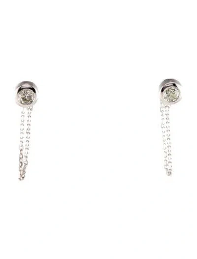 Pre-owned Earrings 14k Diamond Stud Chain Drop  In Multi
