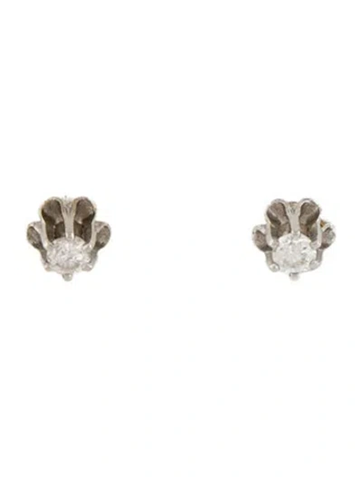 Pre-owned Earrings 14k Diamond Stud  In Multi