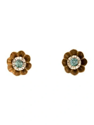 Pre-owned Earrings 14k Diamond Stud  In Multi