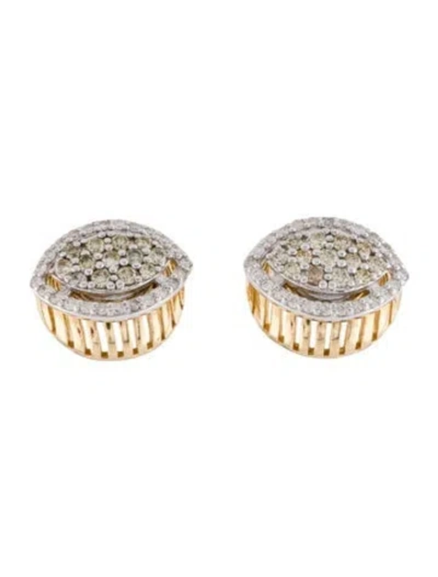 Pre-owned Earrings 14k Diamond Stud  In Multi