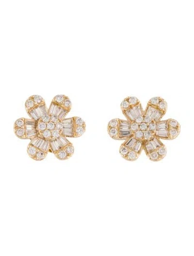 Pre-owned Earrings 14k Diamond Stud  In Multi
