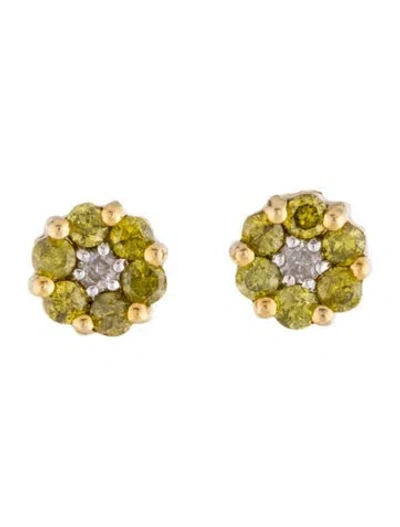Pre-owned Earrings 14k Diamond Stud  In Multi