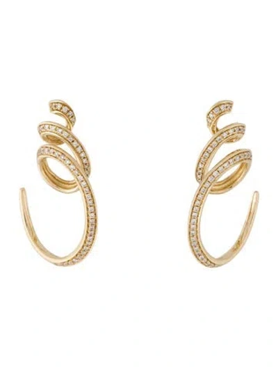 Pre-owned Earrings 14k Diamond Swirl Drop  In Multi