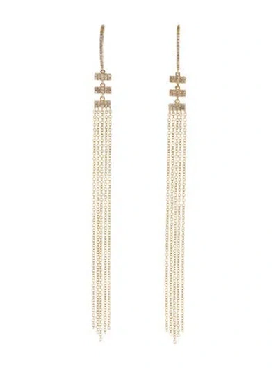 Pre-owned Earrings 14k Diamond Tassel Drop  In Multi