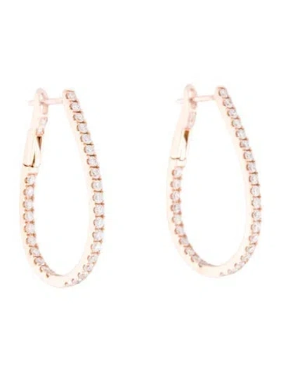 Pre-owned Earrings 14k Diamond Tear Drop Hoop  In Multi