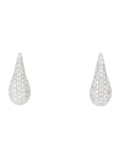 Pre-owned Earrings 14k Diamond Tear Drop Huggie  In Multi