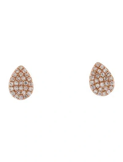 Pre-owned Earrings 14k Diamond Teardrop Stud  In Multi