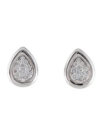 Pre-owned Earrings 14k Diamond Teardrop Stud  In Multi