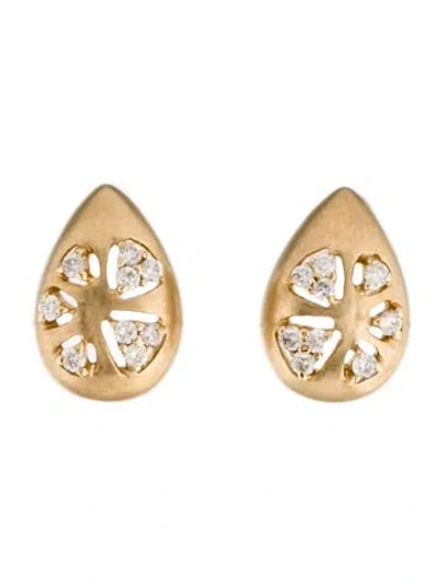 Pre-owned Earrings 14k Diamond Teardrop Stud  In Multi