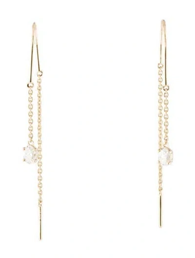 Pre-owned Earrings 14k Diamond Threader Drop  In Multi