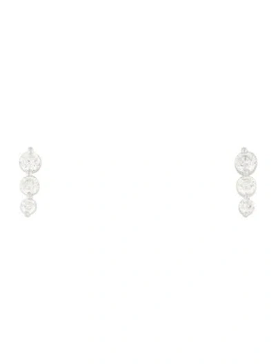 Pre-owned Earrings 14k Diamond Three Stone Stud In Multi