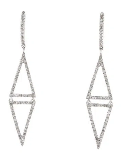 Pre-owned Earrings 14k Diamond Triangle Drop  In Multi