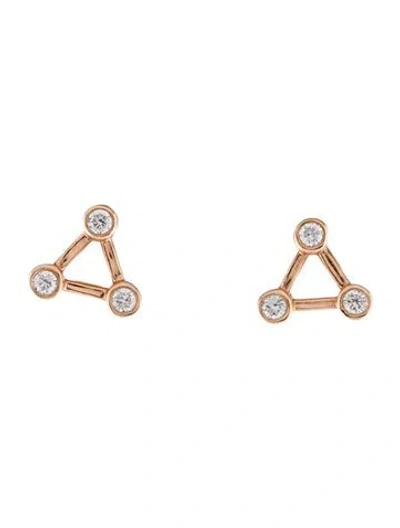 Pre-owned Earrings 14k Diamond Triangle Stud  In Multi