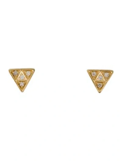 Pre-owned Earrings 14k Diamond Triangle Stud  In Multi