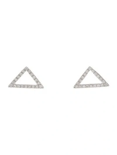 Pre-owned Earrings 14k Diamond Triangle Stud  In Multi