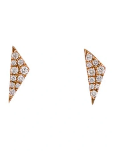 Pre-owned Earrings 14k Diamond Triangle Stud  In Multi