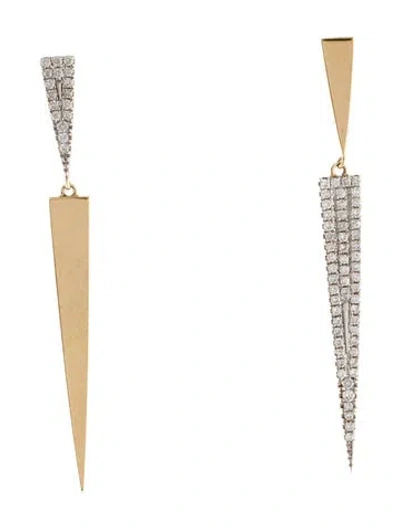 Pre-owned Earrings 14k Diamond Triangular Drop  In Multi
