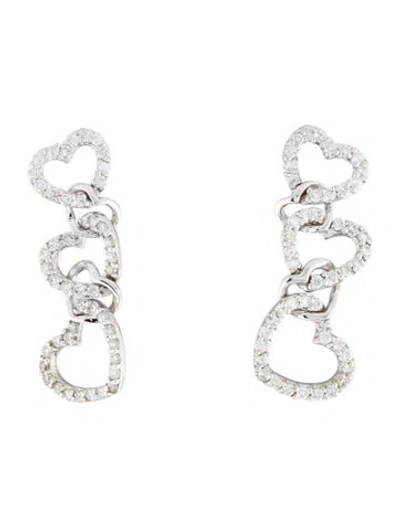 Pre-owned Earrings 14k Diamond Triple Heart Drop Earring In Multi