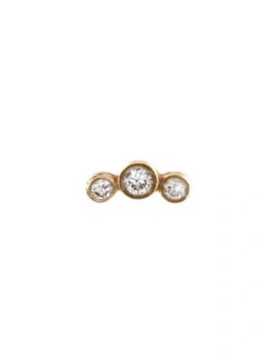 Pre-owned Earrings 14k Diamond Triple Stone Internally Threaded Single Earring In Multi