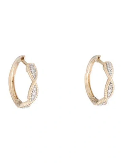 Pre-owned Earrings 14k Diamond Twist Hoop  In Multi