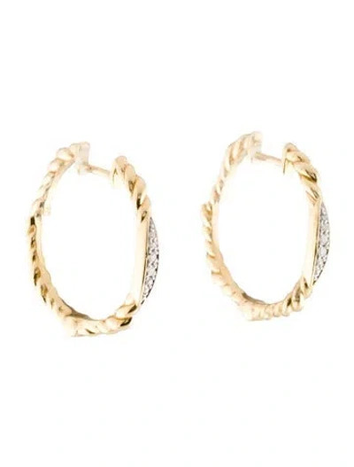 Pre-owned Earrings 14k Diamond Twisted Hoop  In Multi