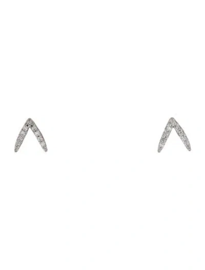 Pre-owned Earrings 14k Diamond V Stud  In Multi