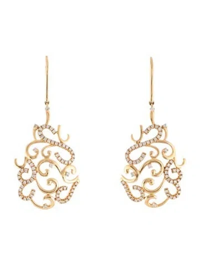 Pre-owned Earrings 14k Diamond Wave Drop  In Multi