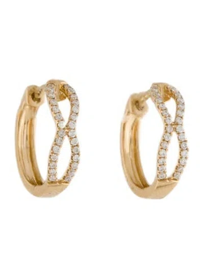 Pre-owned Earrings 14k Diamond Wavy Huggie  In Multi