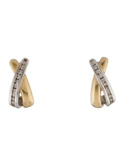 Pre-owned Earrings 14k Diamond X  In Multi