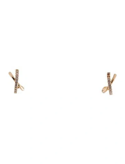 Pre-owned Earrings 14k Diamond 'x' Huggie  In Multi